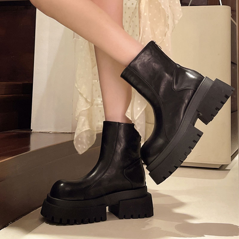 Sieviešu Martin zābaki - apaļas purngala forma, fleece odere, bieza zole, aizmugurē rāvējslēdzējs