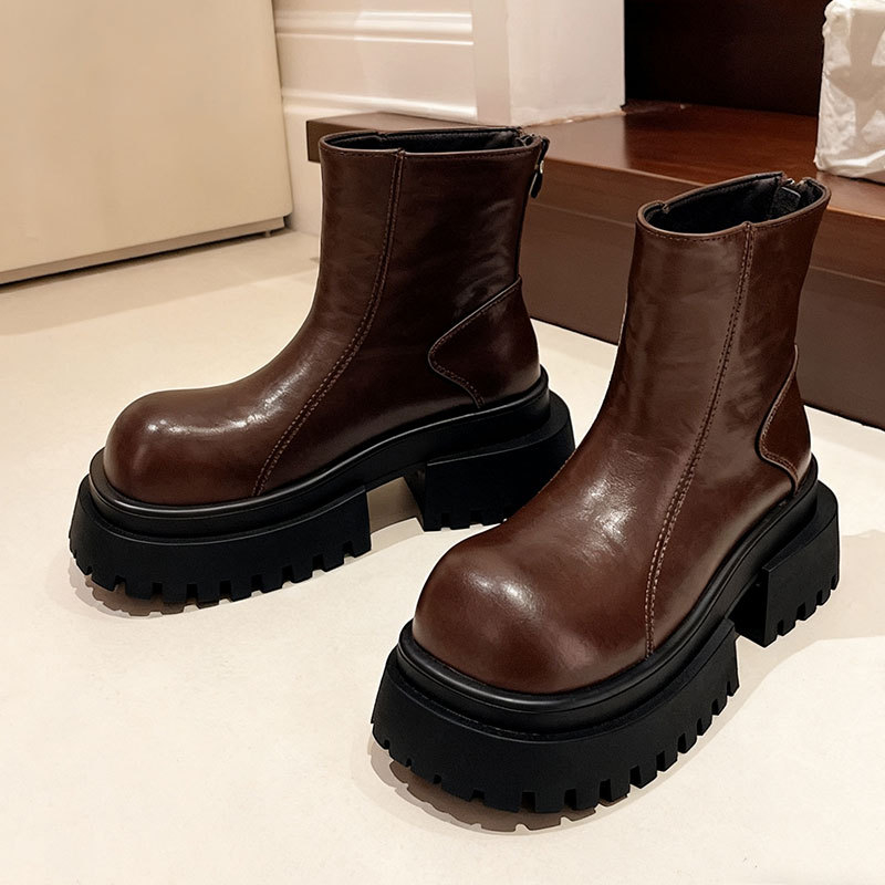 Sieviešu Martin zābaki - apaļas purngala forma, fleece odere, bieza zole, aizmugurē rāvējslēdzējs