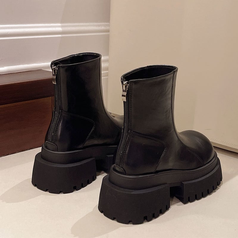 Sieviešu Martin zābaki - apaļas purngala forma, fleece odere, bieza zole, aizmugurē rāvējslēdzējs