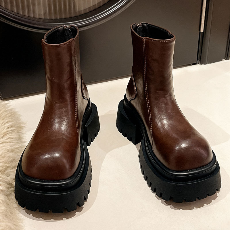 Sieviešu Martin zābaki - apaļas purngala forma, fleece odere, bieza zole, aizmugurē rāvējslēdzējs