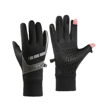 Zimske rukavice za biciklizam za odrasle, unisex, reflektirajuće, kompatibilne s dodirnim zaslonom, protuklizne, otporne na vjetar, s plišanom podstavom