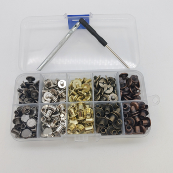 Kit DIY cu nituri metalice – 150 piese, șuruburi cu cap plat pentru încuietere, nasturi din nit plat cu două fețe, accesorii pentru nit, cui nit