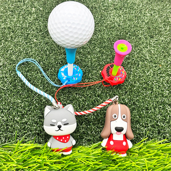 Голф ти със защита за шипове, мил дизайн с кученце, PVC материал, шнур против загуба