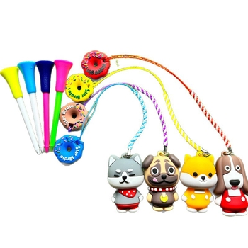 Голф ти със защита за шипове, мил дизайн с кученце, PVC материал, шнур против загуба