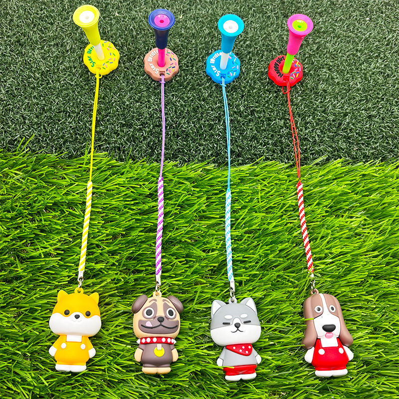 Голф ти със защита за шипове, мил дизайн с кученце, PVC материал, шнур против загуба