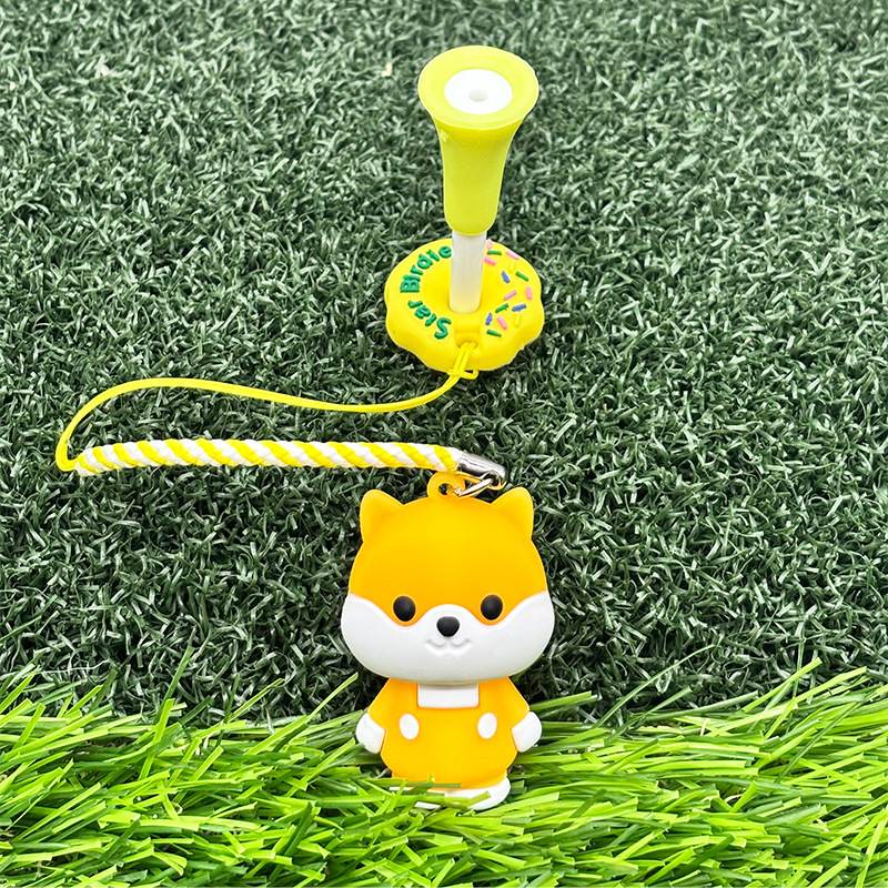 Голф ти със защита за шипове, мил дизайн с кученце, PVC материал, шнур против загуба