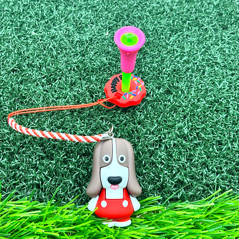 Голф ти със защита за шипове, мил дизайн с кученце, PVC материал, шнур против загуба