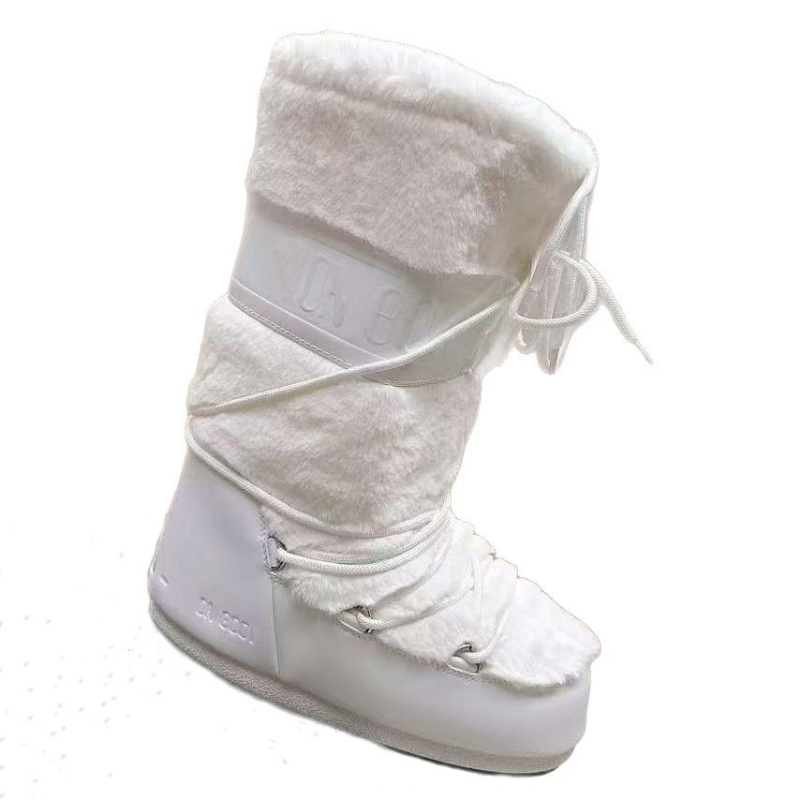 Дамски снежни ботуши с дебела подметка и вътрешно повдигане – средно високи, кръгъл нос, плосък ток; Горна част: тъкан овча вълна и кадифе; Вътрешна част: овча вълна и кадифе; Подметка: пяна гума