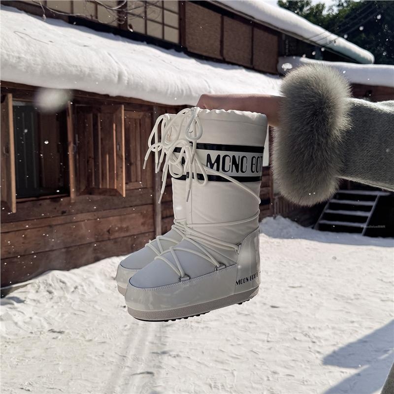 Женски зимни ботуши за сняг с подплата от флис и пухкав горен слой, гумена подметка, запазват топлината