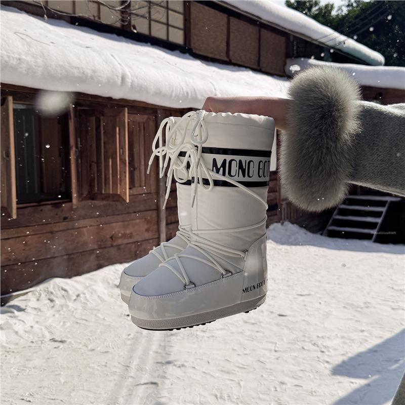 Женски зимни ботуши за сняг с подплата от флис и пухкав горен слой, гумена подметка, запазват топлината