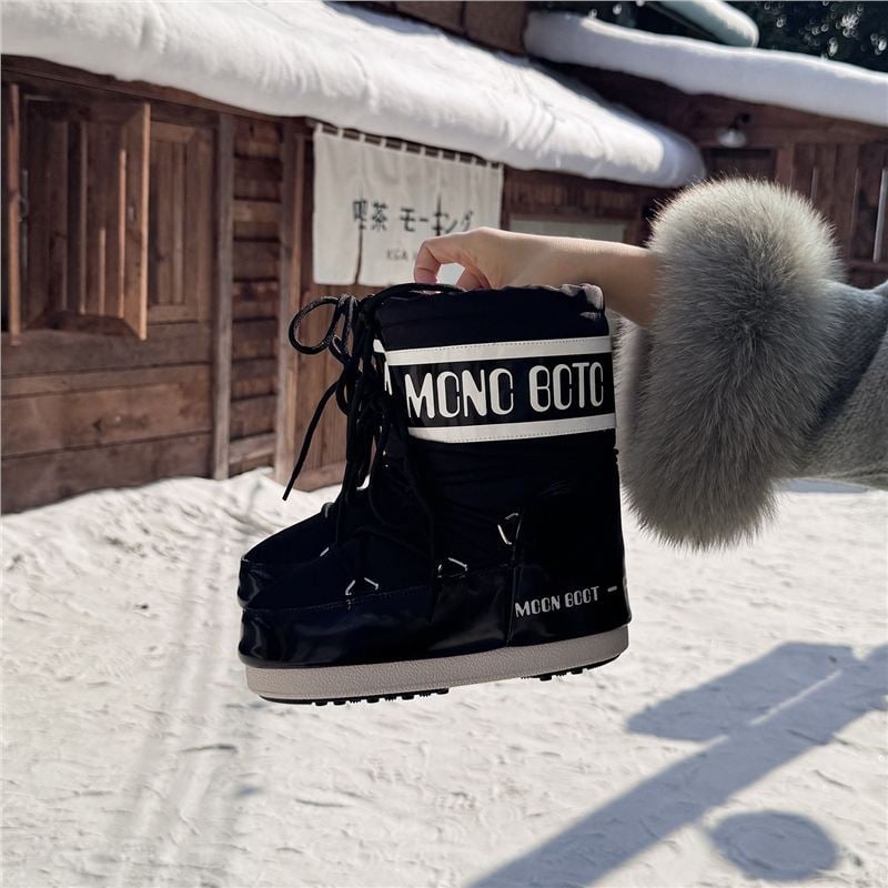 Женски зимни ботуши за сняг с подплата от флис и пухкав горен слой, гумена подметка, запазват топлината