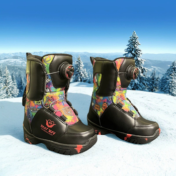 Παιδικά snowboard παπούτσια - PU πάνω μέρος με αδιάβροο ύφασμα, εξωτερική σόλα από καουτσούκ, EVA μεσαία σόλα, απορροφητικός πάτος