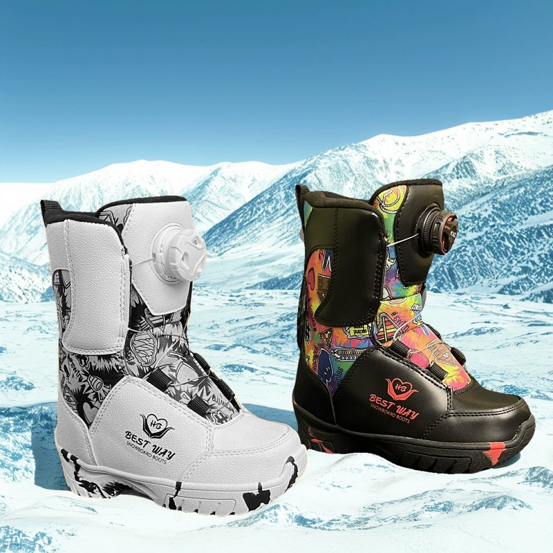 Παιδικά snowboard παπούτσια - PU πάνω μέρος με αδιάβροο ύφασμα, εξωτερική σόλα από καουτσούκ, EVA μεσαία σόλα, απορροφητικός πάτος