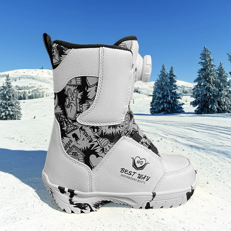 Παιδικά snowboard παπούτσια - PU πάνω μέρος με αδιάβροο ύφασμα, εξωτερική σόλα από καουτσούκ, EVA μεσαία σόλα, απορροφητικός πάτος