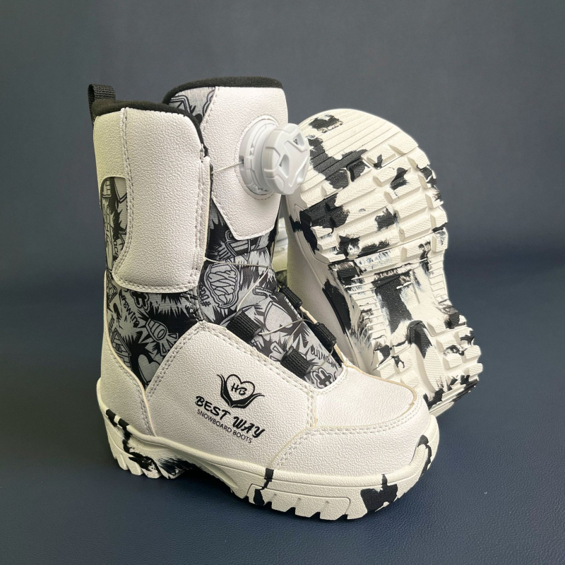 Παιδικά snowboard παπούτσια - PU πάνω μέρος με αδιάβροο ύφασμα, εξωτερική σόλα από καουτσούκ, EVA μεσαία σόλα, απορροφητικός πάτος