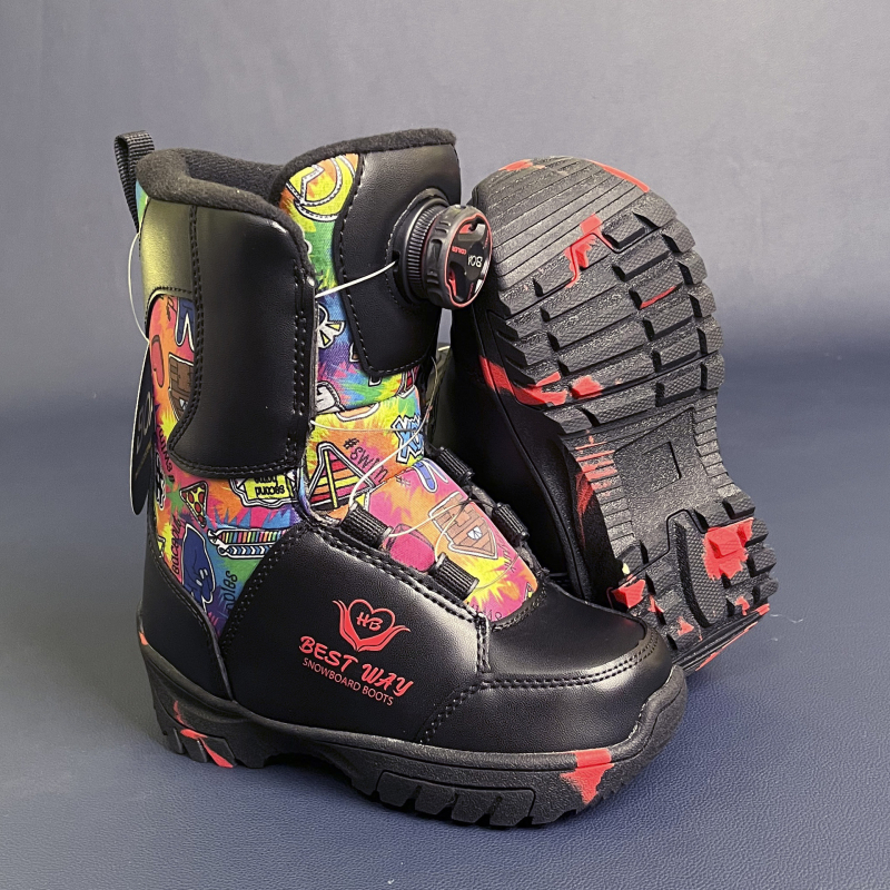 Παιδικά snowboard παπούτσια - PU πάνω μέρος με αδιάβροο ύφασμα, εξωτερική σόλα από καουτσούκ, EVA μεσαία σόλα, απορροφητικός πάτος