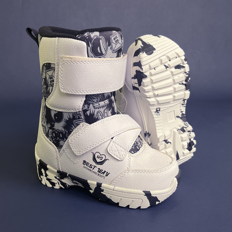 Παιδικά snowboard παπούτσια - PU πάνω μέρος με αδιάβροο ύφασμα, εξωτερική σόλα από καουτσούκ, EVA μεσαία σόλα, απορροφητικός πάτος