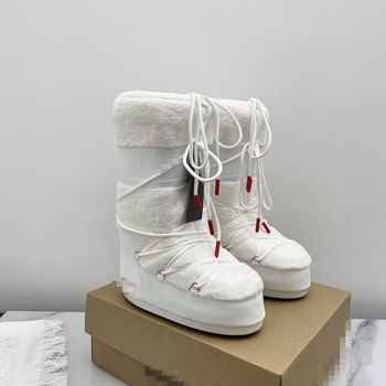 Зимни дамски Moon Boots, водоустойчиви и противохлъзгащи, подплатени с пух и овча кожа, велурена горна част, дебела подметка, високи ботуши