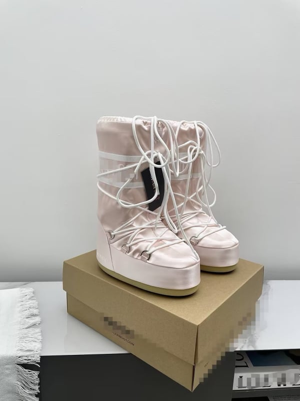 Зимни дамски Moon Boots, водоустойчиви и противохлъзгащи, подплатени с пух и овча кожа, велурена горна част, дебела подметка, високи ботуши