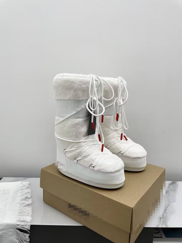 Зимни дамски Moon Boots, водоустойчиви и противохлъзгащи, подплатени с пух и овча кожа, велурена горна част, дебела подметка, високи ботуши