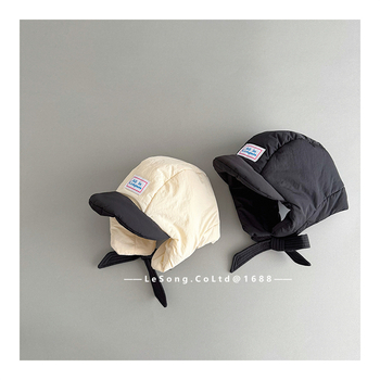 Παιδικό καπέλο Λέι Φενγκ για τον χειμώνα — στυλ ντόμ, προστασία αυτιών, βαμβακερό μείγμα, tie-dye εκτύπωση, ζεστό και αντιανεμικό