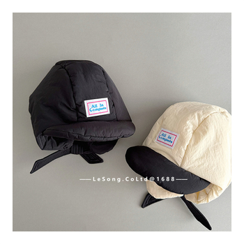 Παιδικό καπέλο Λέι Φενγκ για τον χειμώνα — στυλ ντόμ, προστασία αυτιών, βαμβακερό μείγμα, tie-dye εκτύπωση, ζεστό και αντιανεμικό