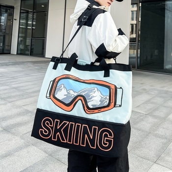 Τσάντα ταξιδιού μεγάλης χωρητικότητας με ξεχωριστό θήκη για παπούτσια, θήκη για κράνος και εξοπλισμό σκι – πολυεστέρας, επένδυση Oxford, οριζόντια τετράγωνη μορφή, φερμουάρ, εσωτερικό τσεπάκι με φερμουάρ