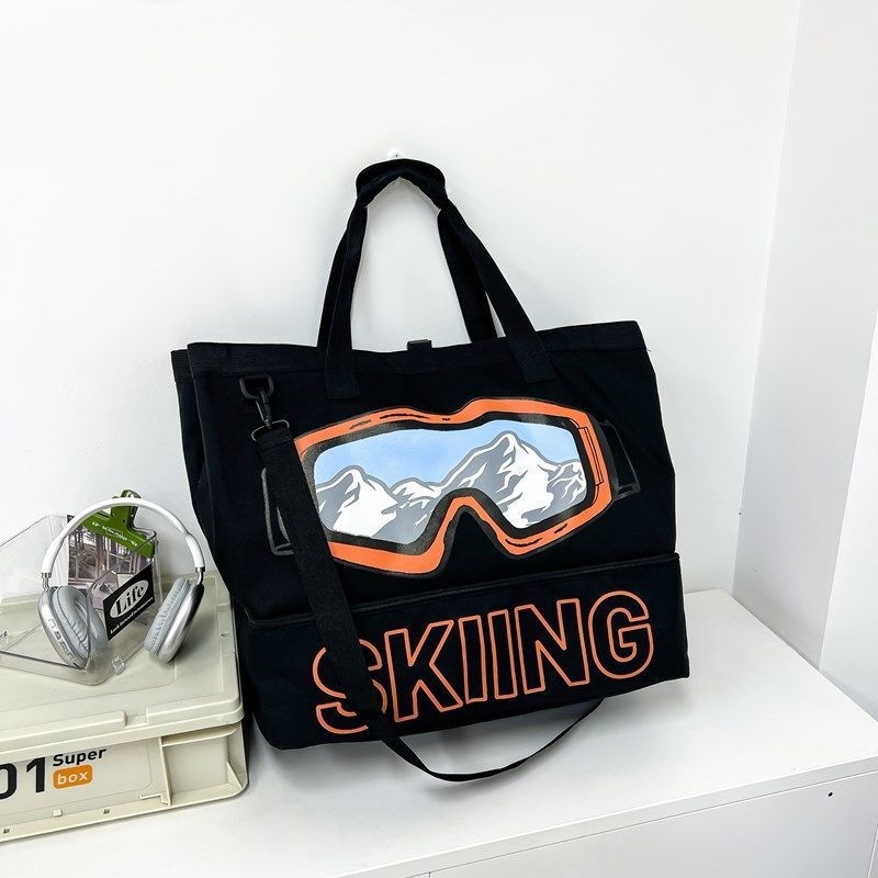 Τσάντα ταξιδιού μεγάλης χωρητικότητας με ξεχωριστό θήκη για παπούτσια, θήκη για κράνος και εξοπλισμό σκι – πολυεστέρας, επένδυση Oxford, οριζόντια τετράγωνη μορφή, φερμουάρ, εσωτερικό τσεπάκι με φερμουάρ