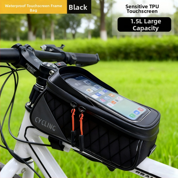 Kerékpártáska szintetikus bőrből, 1,5 L kapacitás, modell F001, kormánycső és felsőcső tároló