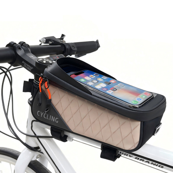 Kerékpártáska szintetikus bőrből, 1,5 L kapacitás, modell F001, kormánycső és felsőcső tároló