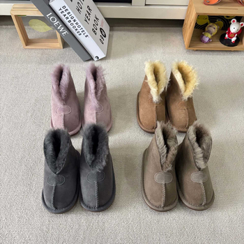 Унисекс детски къси зимни ботуши за сняг, леки, пухено горно, гумена подметка, дишащи, дебелени, за възраст 1–6 години