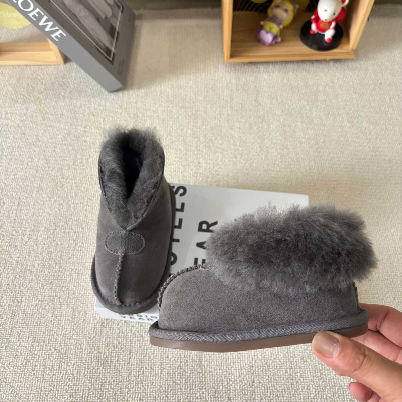 Унисекс детски къси зимни ботуши за сняг, леки, пухено горно, гумена подметка, дишащи, дебелени, за възраст 1–6 години