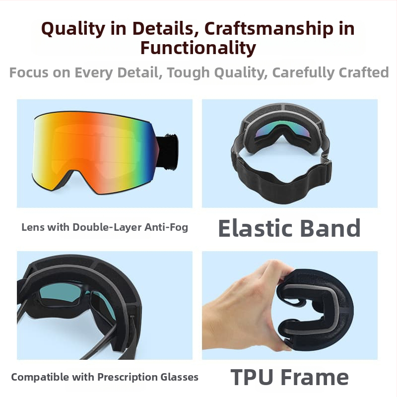 Γυαλιά σκι για ενήλικες, TPU διπλού στρώματος, αντιθαμβωτικά, αντιανεμικά, προστασία ματιών