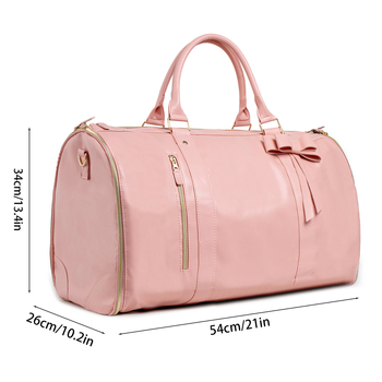 Átalakítható utazótáska masni dizájnnal, PU bőr, 36–55 L, vízálló, száraz/ nedves elkülönítés