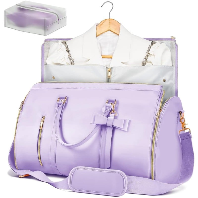 Átalakítható utazótáska masni dizájnnal, PU bőr, 36–55 L, vízálló, száraz/ nedves elkülönítés