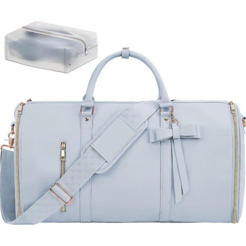 Átalakítható utazótáska masni dizájnnal, PU bőr, 36–55 L, vízálló, száraz/ nedves elkülönítés