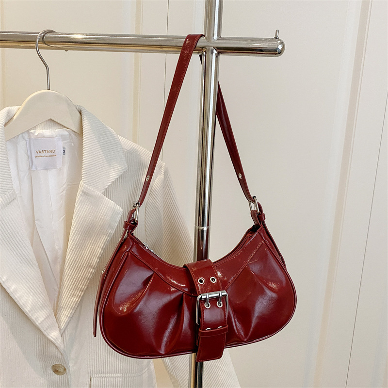 Torba za podlakticu, gradski minimalistički stil, PU materijal, dumpling oblik, zip zatvaranje, jedan remen