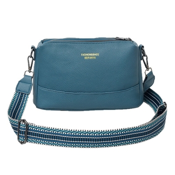 Τσάντα ώμου Crossbody με PU δέρμα, αστικός μινιμαλισμός, οριζόντια τετράγωνη μορφή, φερμουάρ, επένδυση πολυεστέρα