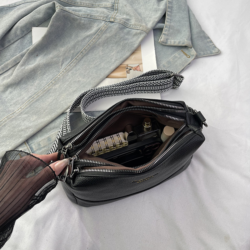 Τσάντα ώμου Crossbody με PU δέρμα, αστικός μινιμαλισμός, οριζόντια τετράγωνη μορφή, φερμουάρ, επένδυση πολυεστέρα