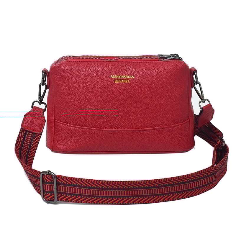 Τσάντα ώμου Crossbody με PU δέρμα, αστικός μινιμαλισμός, οριζόντια τετράγωνη μορφή, φερμουάρ, επένδυση πολυεστέρα