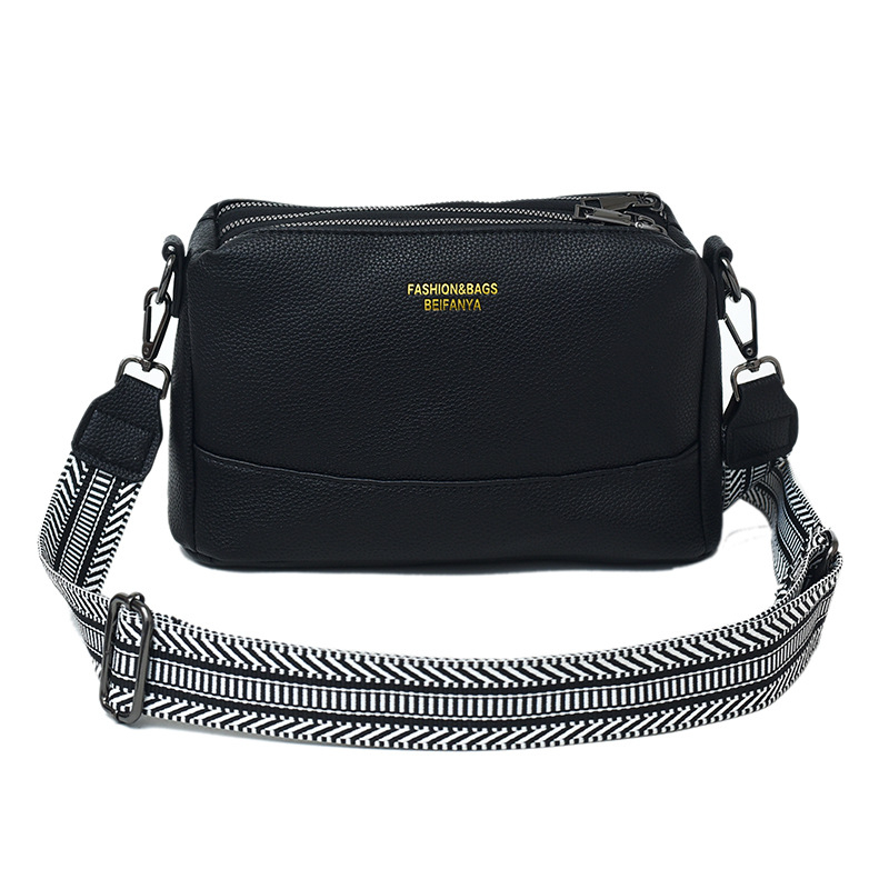 Τσάντα ώμου Crossbody με PU δέρμα, αστικός μινιμαλισμός, οριζόντια τετράγωνη μορφή, φερμουάρ, επένδυση πολυεστέρα