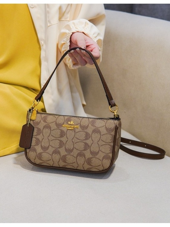 Τσάντα μασχάλης με εκτύπωση Mahjong, PVC υλικό, οριζόντιο τετράγωνο σχήμα, φερμουάρ, επένδυση πολυεστέρα, εσωτερική θήκη για κινητό