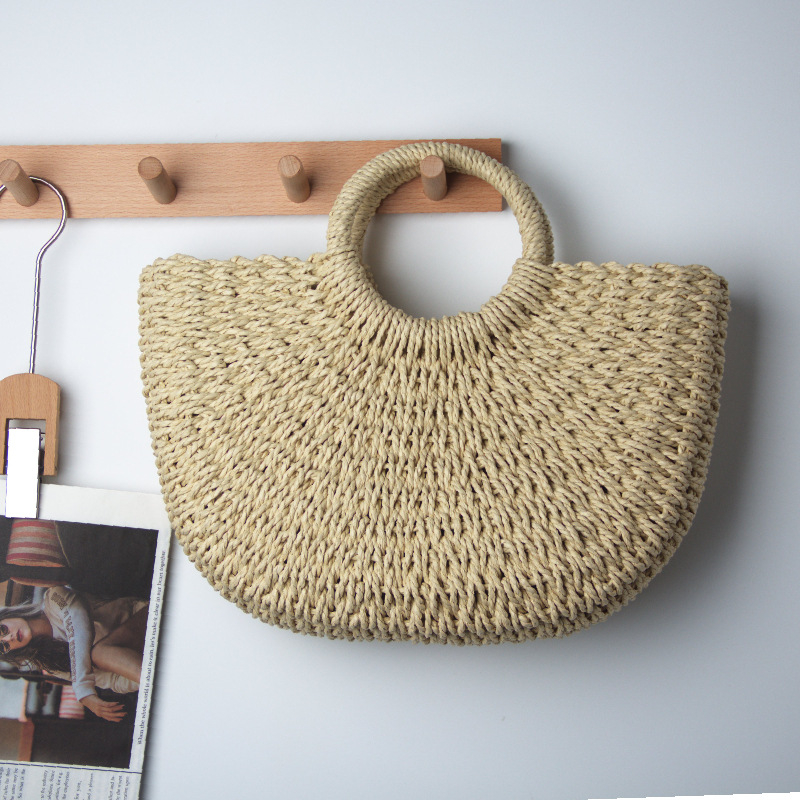 Τσάντα crossbody από ψάθα, στυλ δρόμου, χειροποίητη, κλείσιμο με κορδόνι, εσωτερική θήκη για κινητό