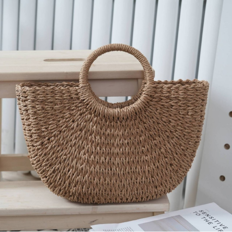 Τσάντα crossbody από ψάθα, στυλ δρόμου, χειροποίητη, κλείσιμο με κορδόνι, εσωτερική θήκη για κινητό