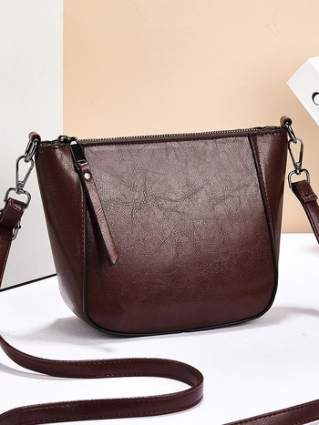 Γυναικεία τσάντα τύπου σέλα, crossbody, PU δέρμα, σχήμα κοχύλι, φερμουάρ, εσωτερική θήκη τηλεφώνου