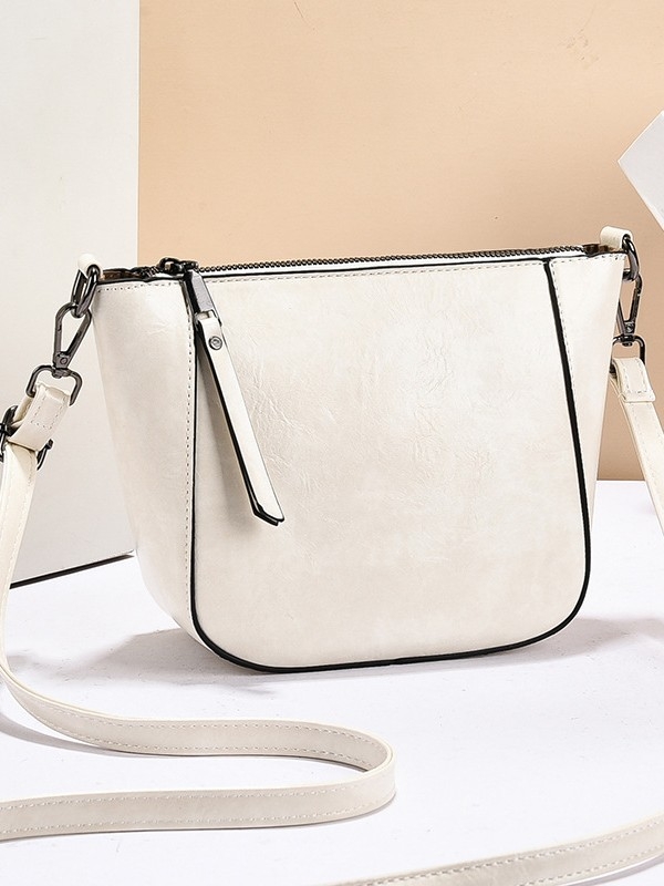 Γυναικεία τσάντα τύπου σέλα, crossbody, PU δέρμα, σχήμα κοχύλι, φερμουάρ, εσωτερική θήκη τηλεφώνου