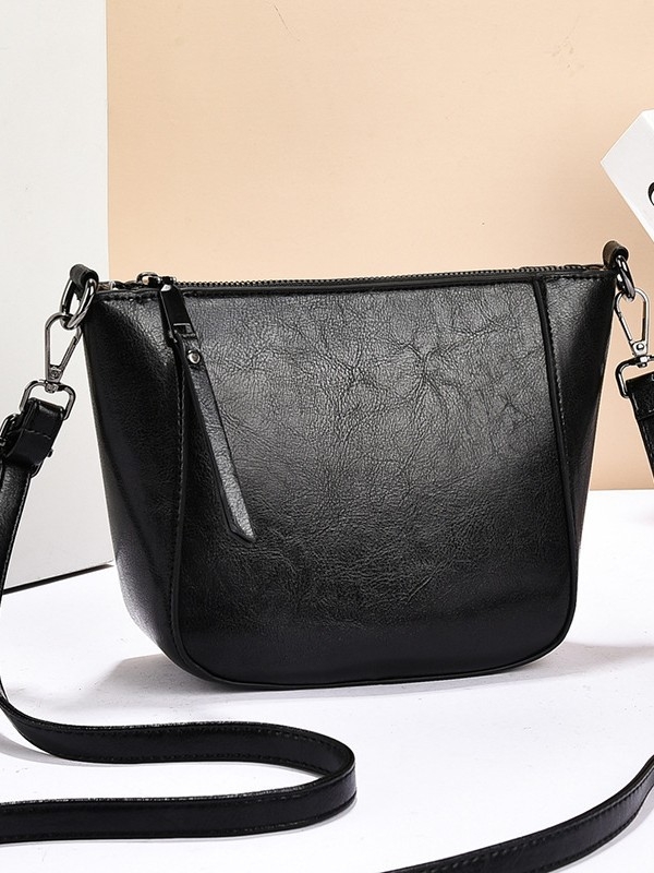 Γυναικεία τσάντα τύπου σέλα, crossbody, PU δέρμα, σχήμα κοχύλι, φερμουάρ, εσωτερική θήκη τηλεφώνου