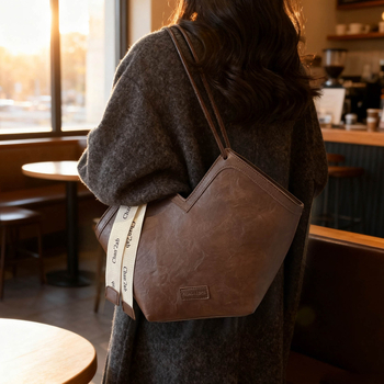 Τσάντα Tote, στυλ αστικής απλότητας, PU υλικό, οριζόντιο τετράγωνο σχήμα, φερμουάρ, εσωτερικό διαμέρισμα για έγγραφα (Χειμώνας 2025)