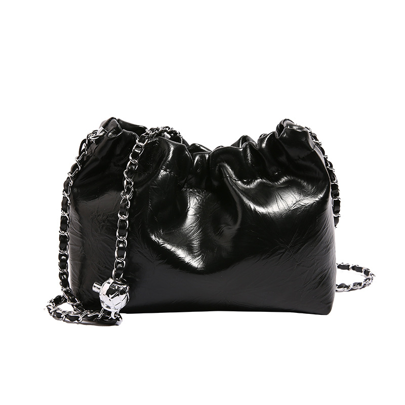 Τσάντα ώμου crossbody από PU, unisex σχήμα κουβά, με θήκη φερμουάρ, άνοιξη 2024