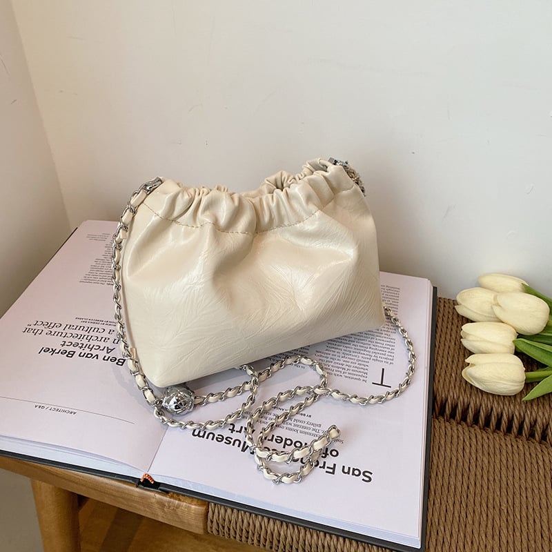 Τσάντα ώμου crossbody από PU, unisex σχήμα κουβά, με θήκη φερμουάρ, άνοιξη 2024